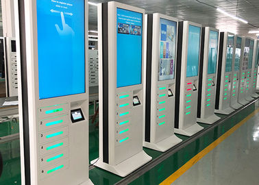 Advertising LCD Rental Phone Charging Kiosk Station With Credit Card Reader And APP Software System